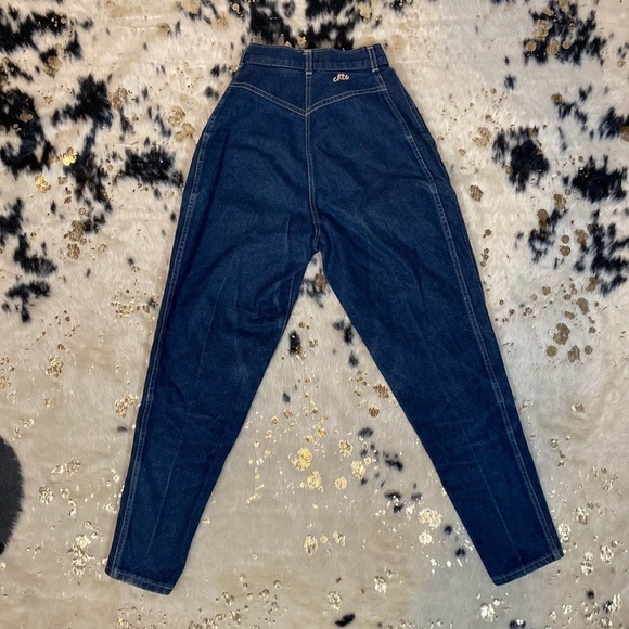 Chic 80s Vintage Dark Wash High Rise Denim Jeans Size 4 - Picture 5 of 6